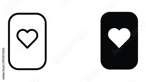 Contrasting hearts on opposing backgrounds in card shapes