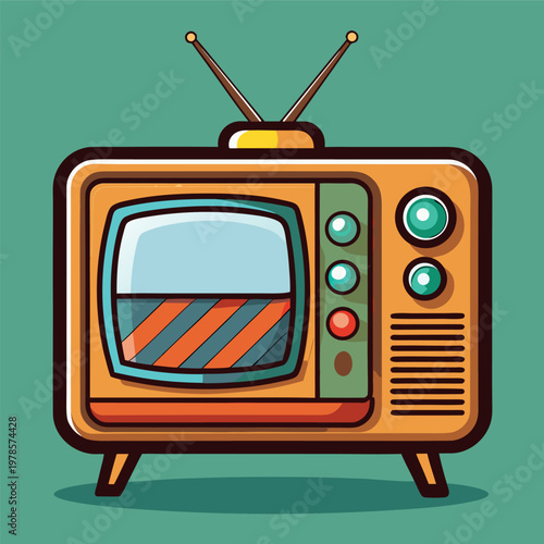 a retro vintage television with antenna
