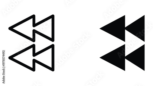 Contrasting directional arrows with different fill styles and orientations