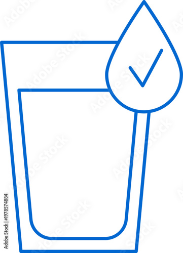 Simple linear glass and drop of water icon