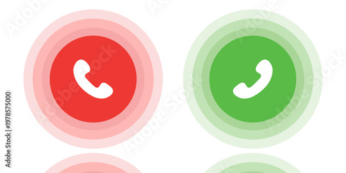 Answer and decline phone call buttons. Phone call. Telephone sign. Accept call and decline phone icons. vector