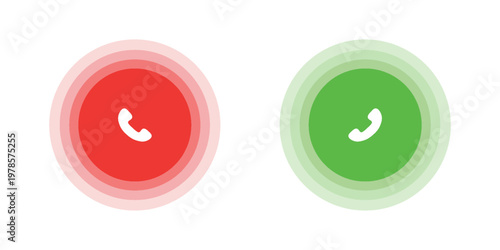 Answer and decline phone call buttons. Phone call. Telephone sign. Accept call and decline phone icons. vector