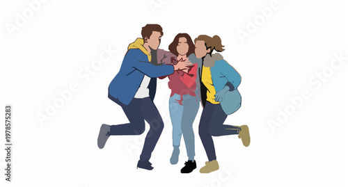 Happy anime couple laughing together playful dating scene kawaii vector illustration