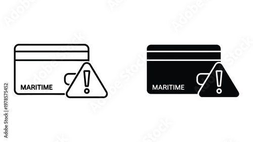 Comparison of standard and contactless maritime payment cards with warning symbols
