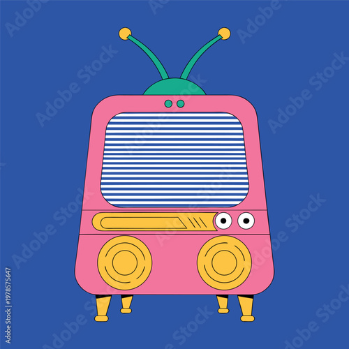 a retro vintage television with antenna