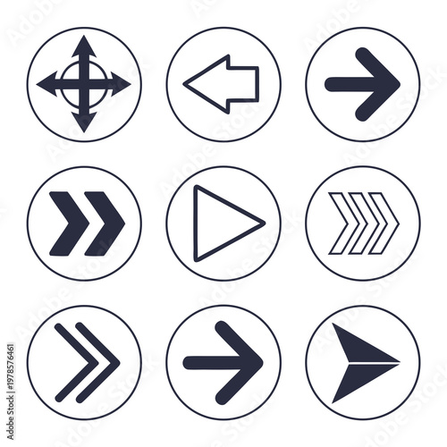 A set of navigation icons in a minimalist design style