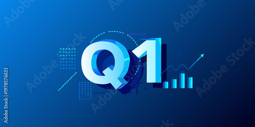 First quarter financial results shown with a modern graphic design