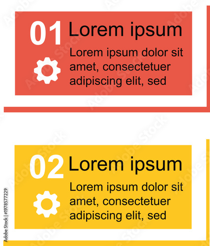 Comparison of two illustrated text blocks with different colors and icons