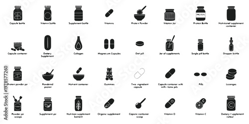Nutrition Supplement Vector – Pills, Powders, and Containers