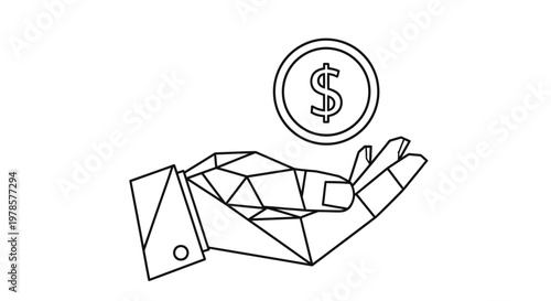 Hand holding dollar coin money.