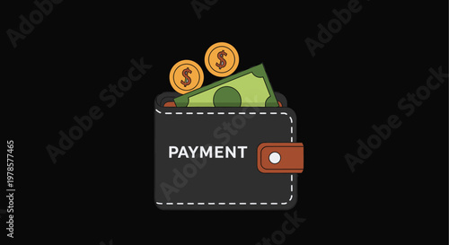 Payment wallet with money inside.