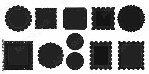 Collection of ornate black frames in various shapes and sizes
