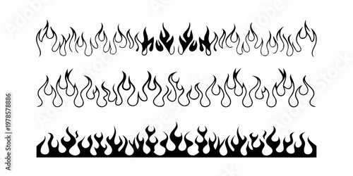 Black and white flames arranged in three rows decorative design