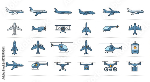 Collection of various aircraft and flying machines.