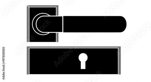 A sleek door handle and lock set is mounted on a plain surface with modern design elements.