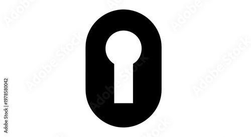 An illustration shows a keyhole on a black oval background.