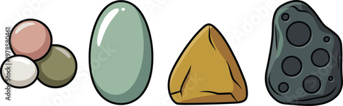 vector illustration of a set of green surfboard