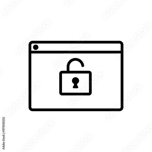 Webロック解除アイコン（線画） – シンプルWeb操作アイコンシリーズ