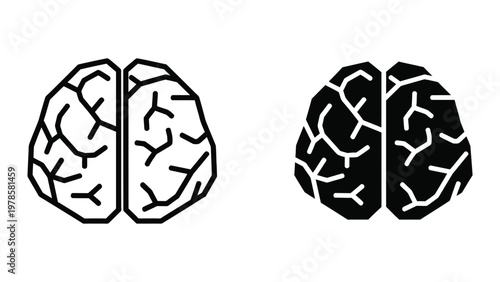 Contrast between a light and dark depiction of human brain hemispheres