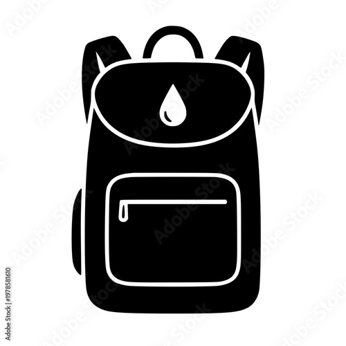 Travel backpack abstract concept black white icon 