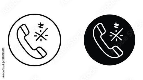 Telephone icons with crossed-out signals indicating no calls or communication disturbances