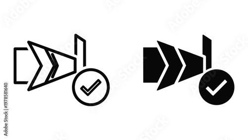 Comparison of two directional signal icons with check marks.