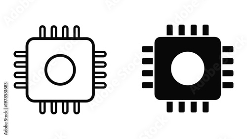 Contrasting visual representation of a microchip with different color schemes