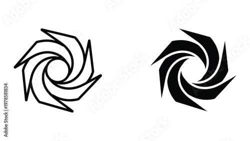 Dual contrasting geometric starburst patterns with opposing visual styles