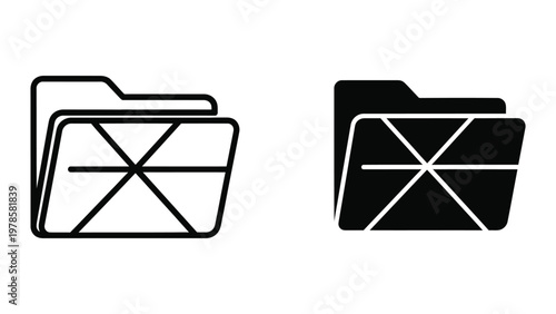 Contrast of open and closed folder icons in different styles