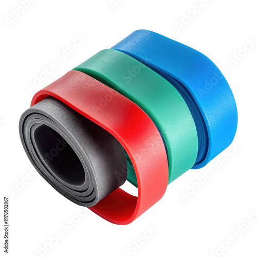  three set of Resistance Bands isolated [Transparent Background PNG].