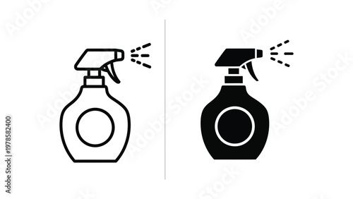 Comparison of spray bottle designs with different color schemes and spray actions