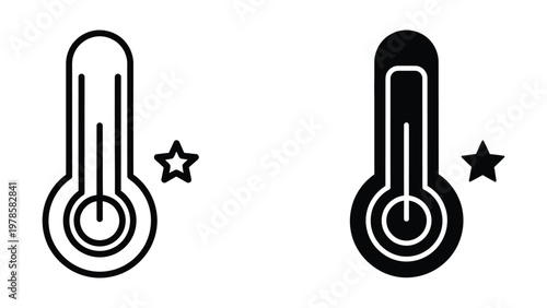 Comparison of traditional and modern thermometer designs with star indicators