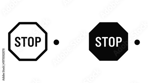 Comparison of traditional and modern stop sign designs with contrasting visual styles