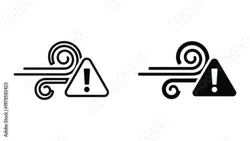 Contrast of traditional and modern warning symbols with wind elements