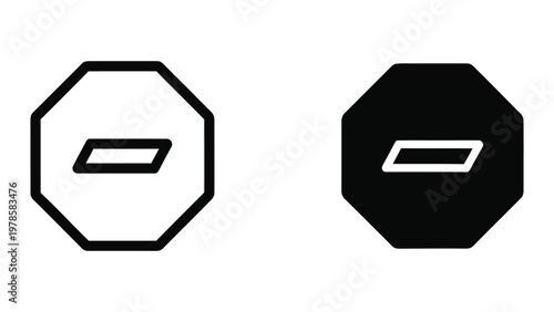 Comparison of two octagonal stop and play button symbols with different color schemes