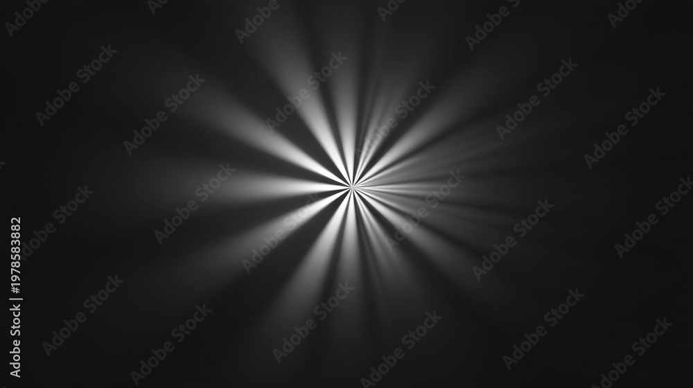 Fototapeta premium Rays of Light Emanating from a Central Point on a Black and White Background with a Soft Gradient Effect