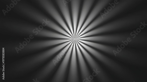 Abstract Black and White Background with Rays of Light Radiating from Center Ideal for Various Design Projects