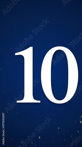 Gold Glitter Blow‑Away Reveal of Number 10 on Solid Background