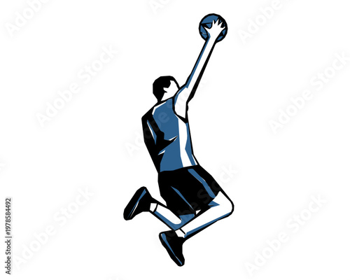 Basketball player stencil silhouette vector illustration, street style
