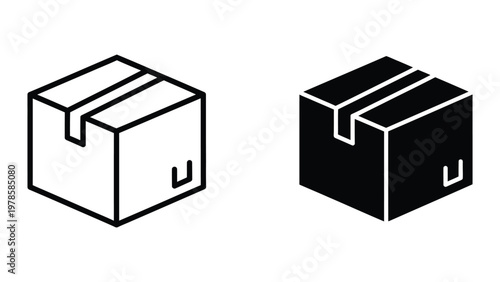Contrasting visual styles of a delivery box with opposite color schemes