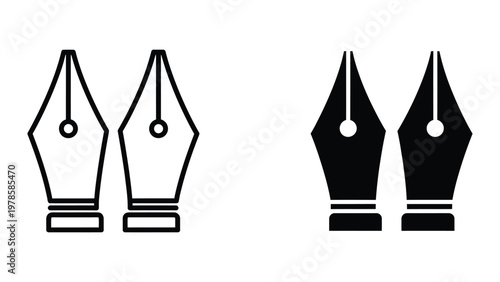 Contrast of traditional and modern black fountain pens with different fill styles