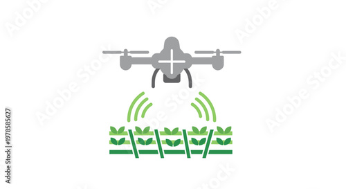 Drone Flying Over Green Crops Aerial.