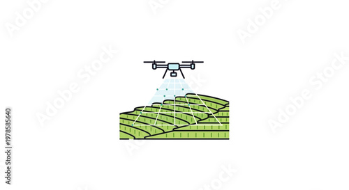 Drone flying over green fields aerial.