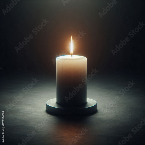 Glowing Memorial Candle in Dark Space Symbolizing Quiet Remembrance, Loss and Spiritual Tribute