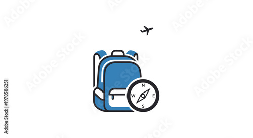 Blue Backpack Travel Vacation Icon Pack.