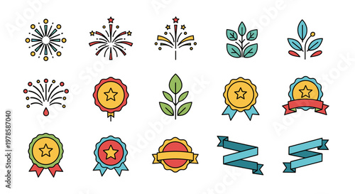 Collection of various award ribbons.