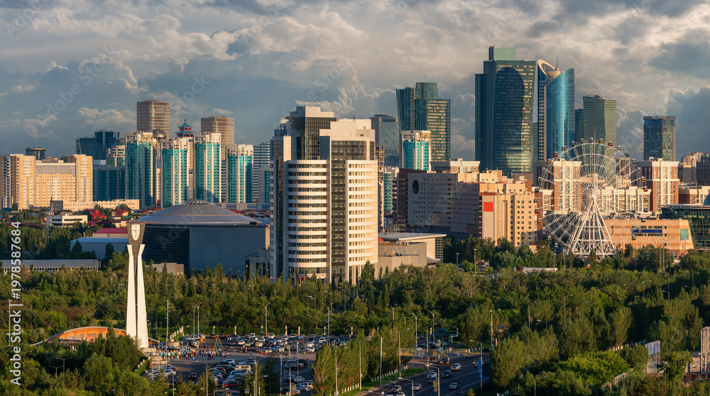 Obraz premium A view of the central part of Kazakhstan's capital, Astana.