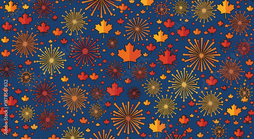 Colorful autumn leaves and flowers pattern.