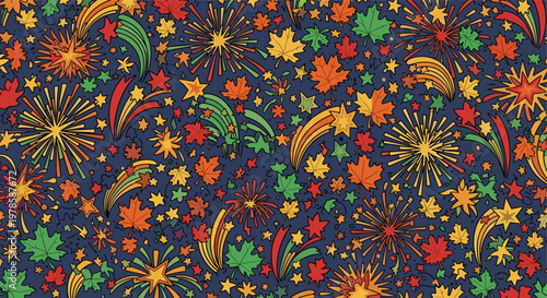 Colorful Fireworks Pattern Design Elements.