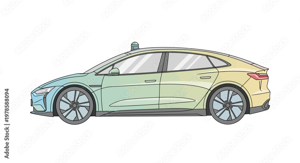 Fototapeta premium Modern Sedan Car Side View.